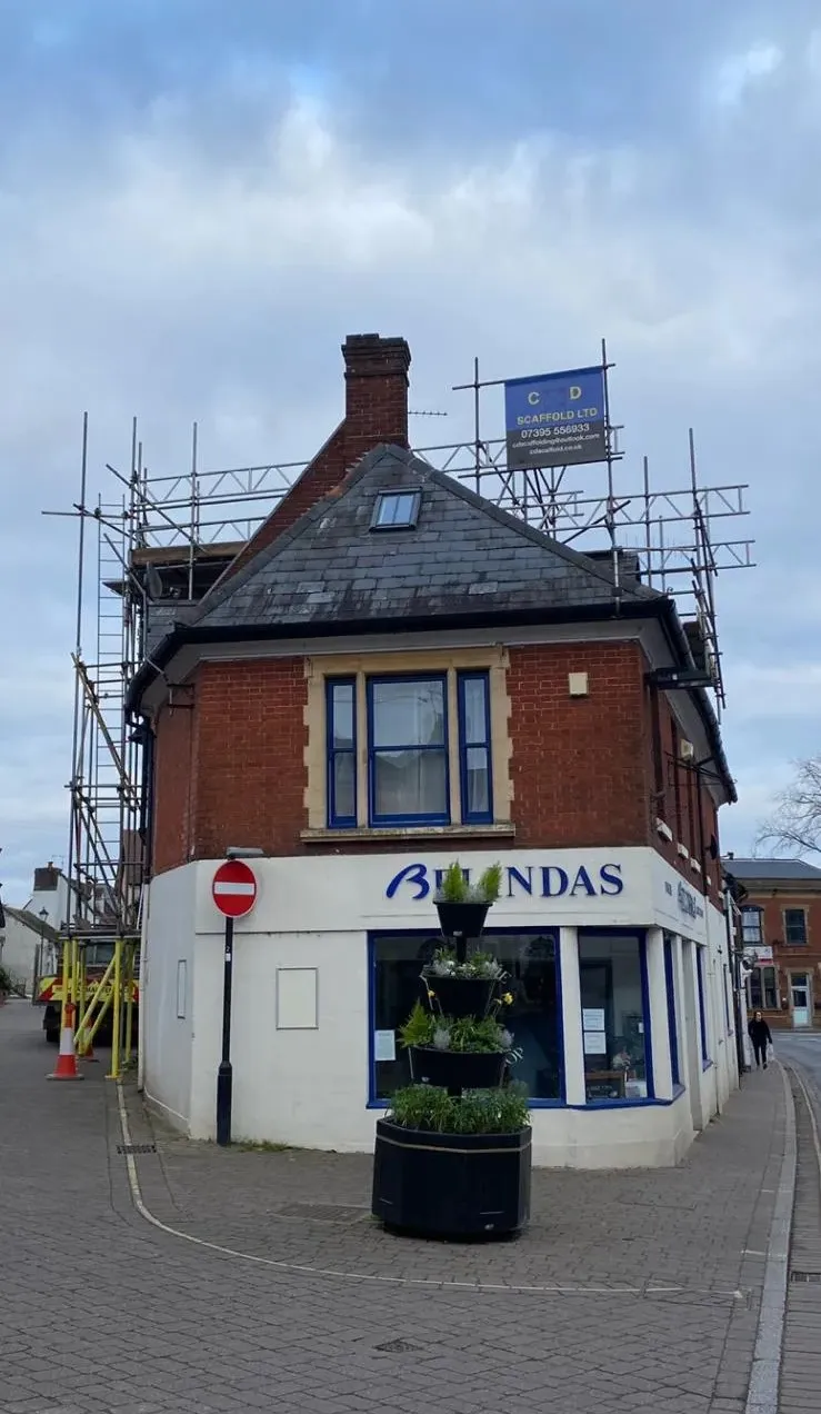 a building with scaffolding on top of it